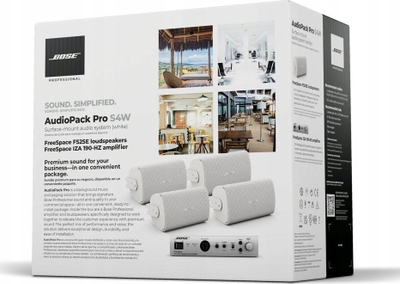Set audio profesionist Bose AudioPack Pro S4W, 4 bokse muri FS2SE, përforcues IZA 190 HZ, i bardhë