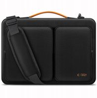Çantë laptopi Tech-Protect Defender, 15-16", me rrip shpatulle, e zezë me portokalli