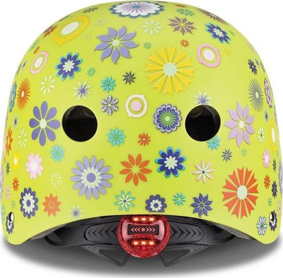 Helmë për kalamoj Globber Elite Lights Jr 507-106, përmasë 48-53 cm, me dritë LED, jeshile me lule