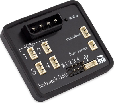 Контролер RGB Aquacomputer Farbwerk 360 53279, 4 канали RGBpx, USB, црн