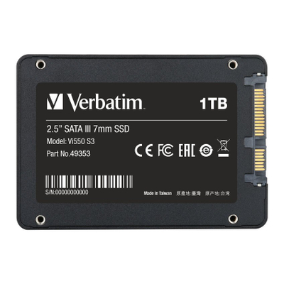 Внатрешен SSD Verbatim Vi550 S3, 1TB, 2.5\", црн