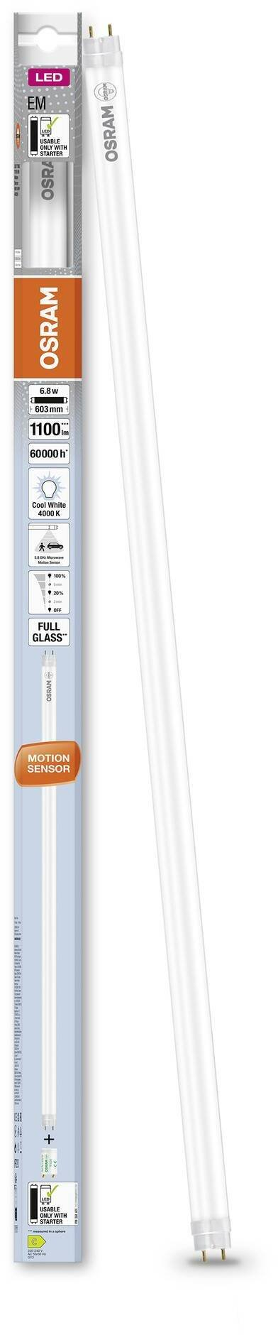 Tub LED OSRAM T8 EM me sensor lëvizje 600mm, 6.8W, 4000K, i bardhë