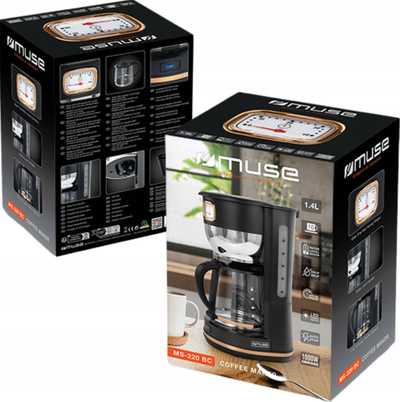 Aparat kafeje Muse MS-220 BC, 1000W, 1.4L, i zi