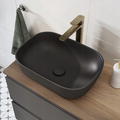 Lavaman banjoje Cersanit Moduo 50, countertop, drejtkëndor, antracit mat