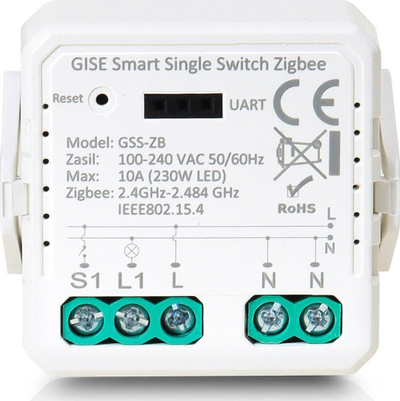 Rele inteligjente GISE Tuya, 100W, ZigBee WiFi, e bardhë