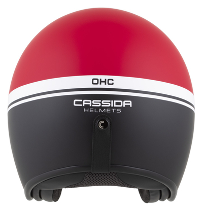 Helmetë moto CASSIDA Oxygen 2.0 Jawa OHC, polikarbonat, vizor dielli, e kuqe mat e zezë e bardhë