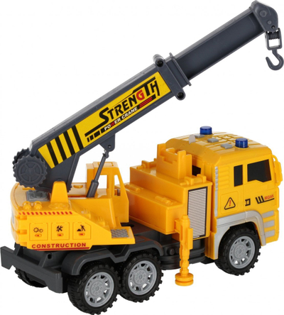 Lodër kamion vinç Mega Creative TRUCK CRANE, 28 cm, me drita dhe zë, i verdhë