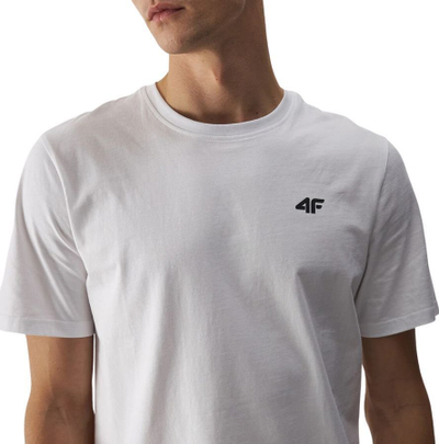 Bluzë T-shirt për burra 4F M 4FWMM00TTSHM1843, pambuk 100%, prerje regular, e bardhë