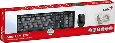 Set tastierë dhe maus Genius Smart KM-8200 Copilot, wireless, 1200 DPI, i zi me të kuqe