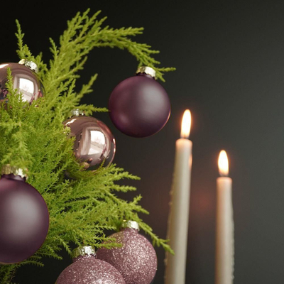 Сет стаклени топчиња за новогодишна елка EH Excellent Houseware, 26 парчиња, дијаметар 5–6.5 cm, розови со сјај