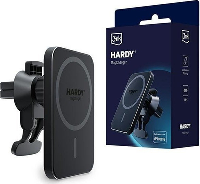 Mbaresë magnetike për veturë 3MK Hardy MagCharger, MagSafe, 15W, e zezë