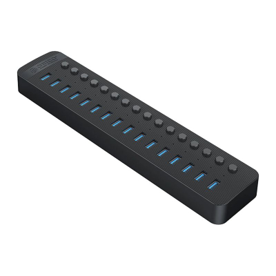 Hub USB Orico CT2U3-16AB, 16 porta USB-A 3.0, me çelësa më vete për çdo port, ngjyrë e zezë