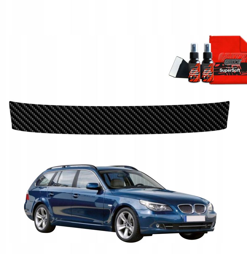 Folie mbrojtëse bagazhi GrizzProtector BMW 5 E61 Touring LCI, efekt karboni, 2007-2010, e zezë