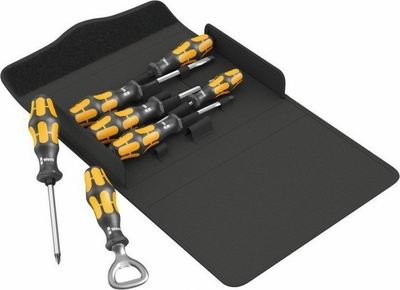 Set kaçavidash Wera Kraftform 900/7 Set 2, 7 copë, me kuti prej cope, i verdhë me të zi