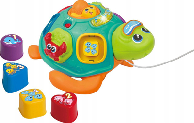 Lodër për t’u tërheq Winfun Turtle Pull Toy, me forma, +12 mujsh, shumëngjyrëshe