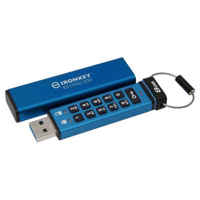 USB me tastierë Kingston IronKey Keypad 200, 8GB, AES 256, e zezë