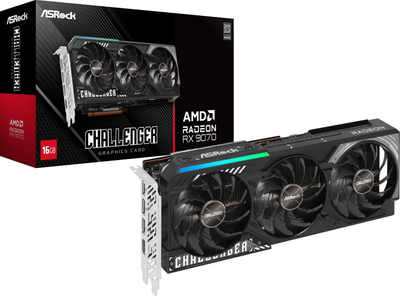 Kартичка графичка Asrock AMD Radeon RX 9070 Challenger, 16GB GDDR6, PCI Express, црна