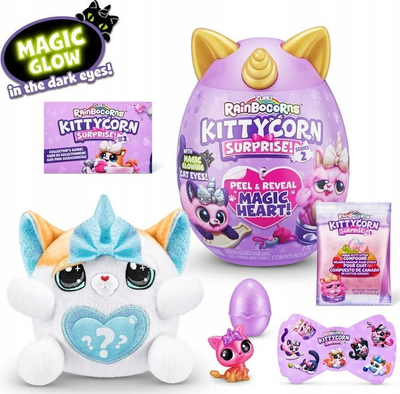 Lodër surprizë Zuru Rainbocorns Kittycorn Egg, 10 surpriza, kotele pelushi, shumëngjyrëshe
