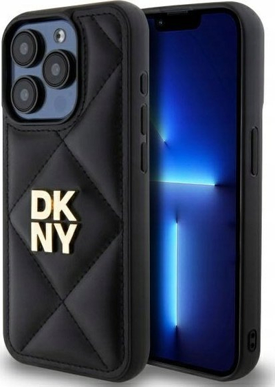 Kapak telefoni DKNY DKHCP15LPQDSLK për iPhone 15 Pro 6.1", quilted, i zi