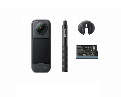Kамера за акција Инста360 X5 Starter Bundle, 72MP, 8K Ултра HD, црна