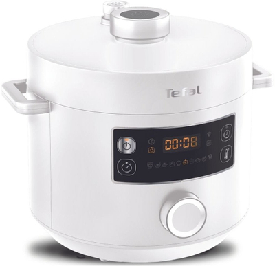 Tenxhere elektrike me presion Tefal Turbo Cuisine CY754130, 5L, shumëfunksionale, e bardhë
