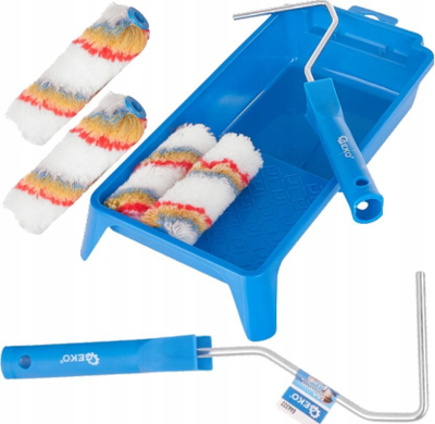 Set rulash për lyerje muresh Polyacryl, 2 rula, tabaka plastike, shumëngjyrësh