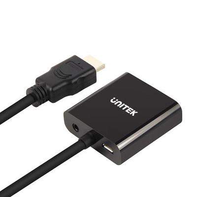 Adapter HDMI në VGA UNITEK Y-6333, me audio, me Micro USB, i zi