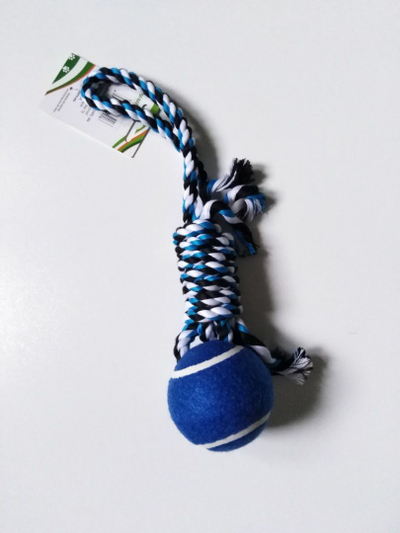 Играчка за кучиња Yarro, памучно јаже прстен со топка, 29cm