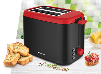 Toster për bukë Heinner Wassay 800 HTP-800BKR, 800W, 7 nivele pjekjeje, zi e kuqe
