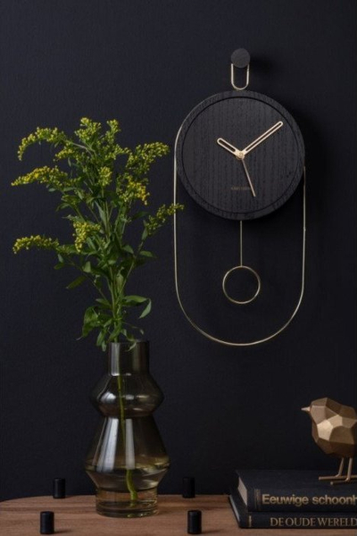 Orë muri Karlsson Swing Pendulum, veneer druri, me pendul, ngjyrë druri