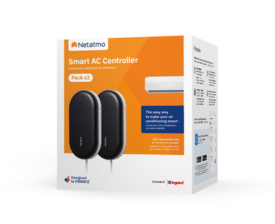 Kontrollues klimë Netatmo 2 NAC, set me 2 copë, WiFi, i zi e bardhë