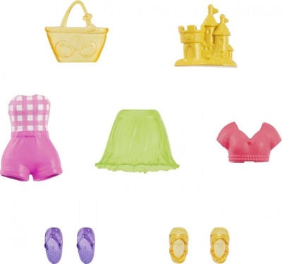Kukull Polly Pocket Mattel HKV86, set me rroba verore, gjonna plazhi, shumëngjyrëshe
