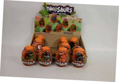 Set lodrash LeanToys Dinosaur Egg, 12 copë, dinosaurë me masë loje, shumëngjyrëshe