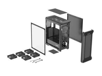 Kornizë PC Genesis Irid 505F, ATX Mid Tower, 5 ventilatorë 120mm, e zezë