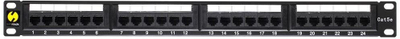 Пач панел NetRack 19\", 24 порти, Cat 5e UTP, црн