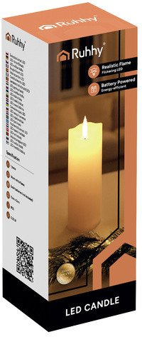 Kandil LED Ruhhy 26719, 15x5 cm, dekorativ, i bardhë