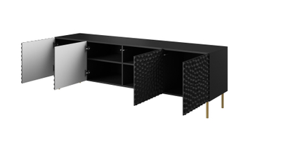 Komodë TV Chest Bed Meble HOLE, 190x40.5x59.5 cm, MDF dhe chipboard, e zezë mat