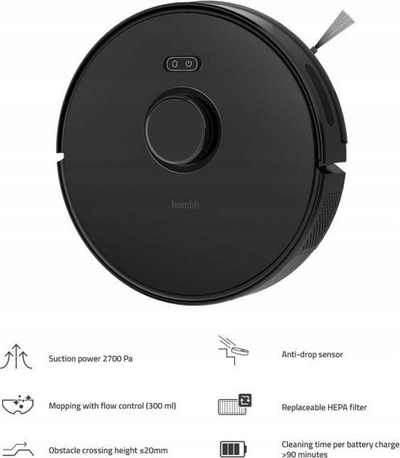 Fshesë me korent robot Hombli HBVR-0100, smart, me aplikacion, e zezë