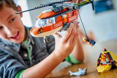 Set lodër LEGO Coast Guard Helicopter 60503, helikopter shpëtimi, shumëngjyrësh