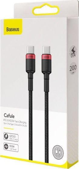 Kabllo Baseus USB-C - USB-C USB, 2m, e zezë (BSU1520REDBLK), 2 m, e zezë
