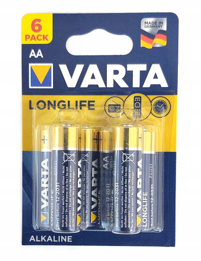 Bateri alkaline Varta Longlife AA, 2800mAh, pako me 6 copë