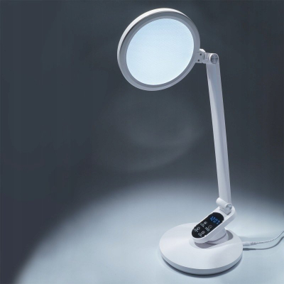 Lampë tavoline Tiross TS2242, 64 LED SMD, dritë e rregullueshme, e bardhë metalike