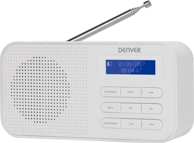 Radio DAB Denver DAB-42, DAB+ FM, ekran LCD, e bardhë