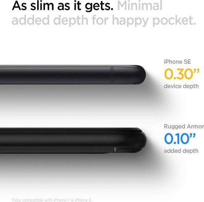 Kornizë mbrojtëse Spigen Rugged Armor për Apple iPhone SE 2020, e zezë
