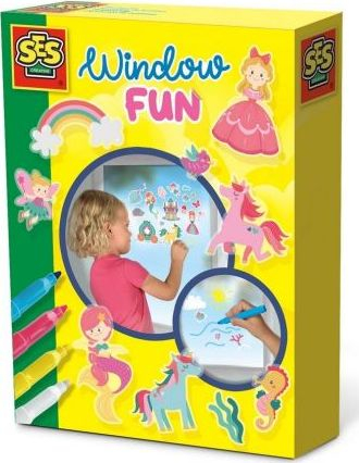 Set kreativ SES Window Fun Princesha, ngjitëse për dritare me markerë me ngjyra, shumëngjyrësh