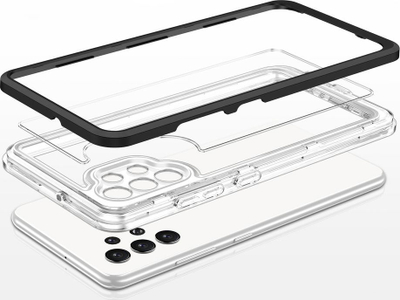 Këllëf telefoni Clear 3in1 për Samsung Galaxy A72 4G, kundra rënjeve, transparent, me kornizë të zezë