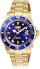 Orë dore Invicta Pro Diver, kuarc, çelik inox, ari blu