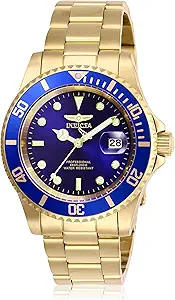 Orë dore Invicta Pro Diver, kuarc, çelik inox, ari blu
