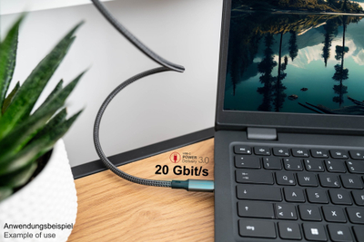 Kabllo USB Alcasa USB4 Gen 2x2, USB C me USB C, 1 m, gri