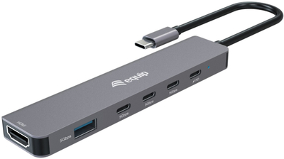Adaptues USB-C Commel 133500, 6 me 1, HDMI 4K 30Hz, USB-C PD 100W, gri